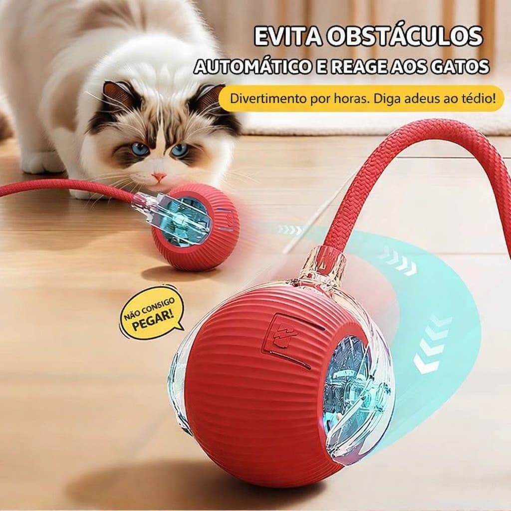 Brinquedos Inteligentes Para Gatos Bola De Rolamento Automática Cauda Falsa Recarregável Elétrico