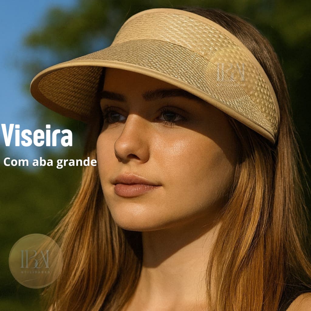 Viseira Elegante - Proteção Solar - Com Aba grande- Praia, piscina.