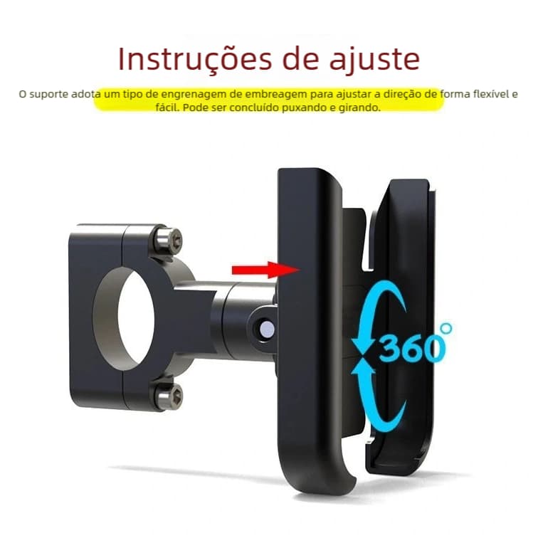 Suporte de Liga de Alumínio para Celular Moto/Bicicleta - 4-7 Polegadas, 20-30mm