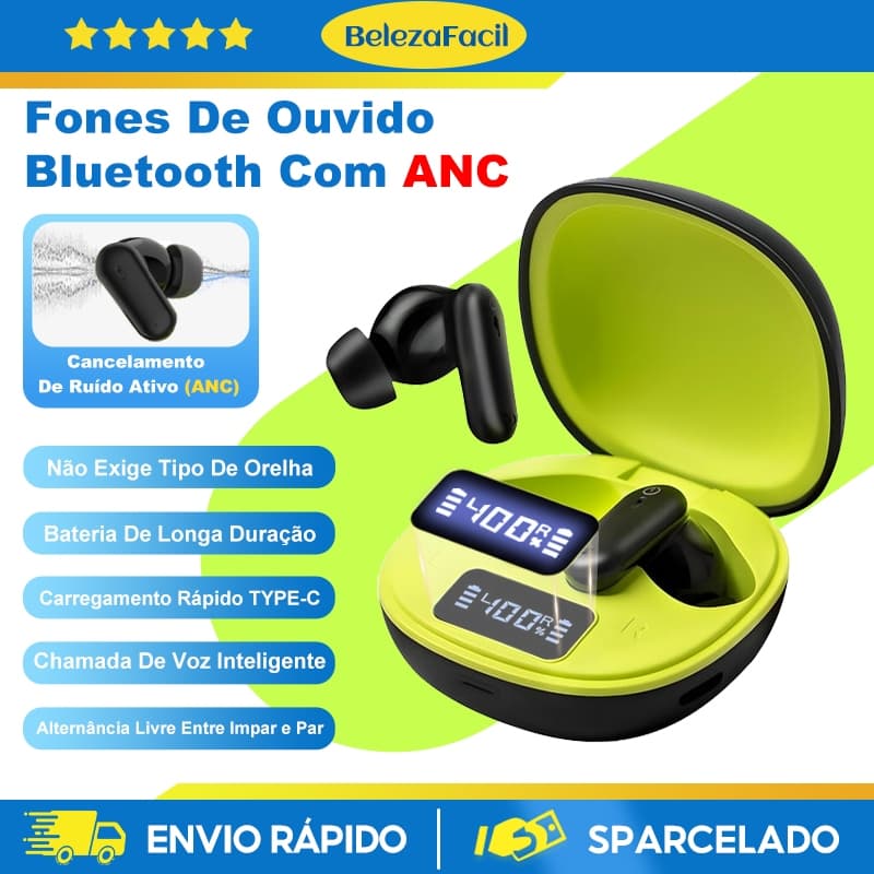 ANC Fones De Ouvido Sem Fio Bluetooth 5.3 Cancelamento De Ruído Microfones Intra-Auriculares ENC