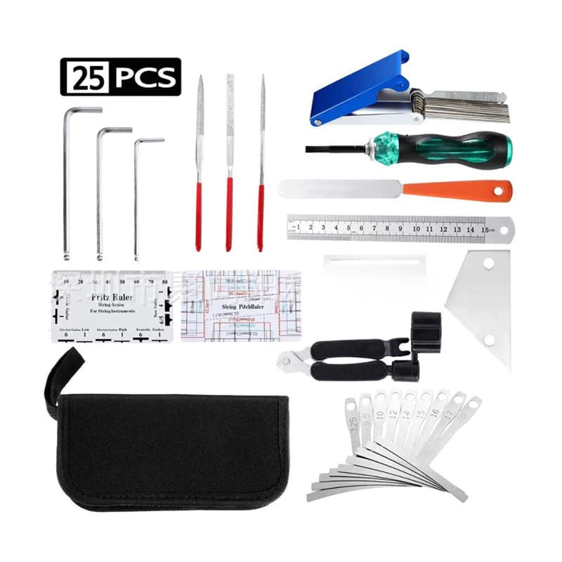 25 em 1 Conjunto de Kit de Ferramentas para Guitarra Peças de Guitarra Incluindo Palhetas Corda Fixa Fivela