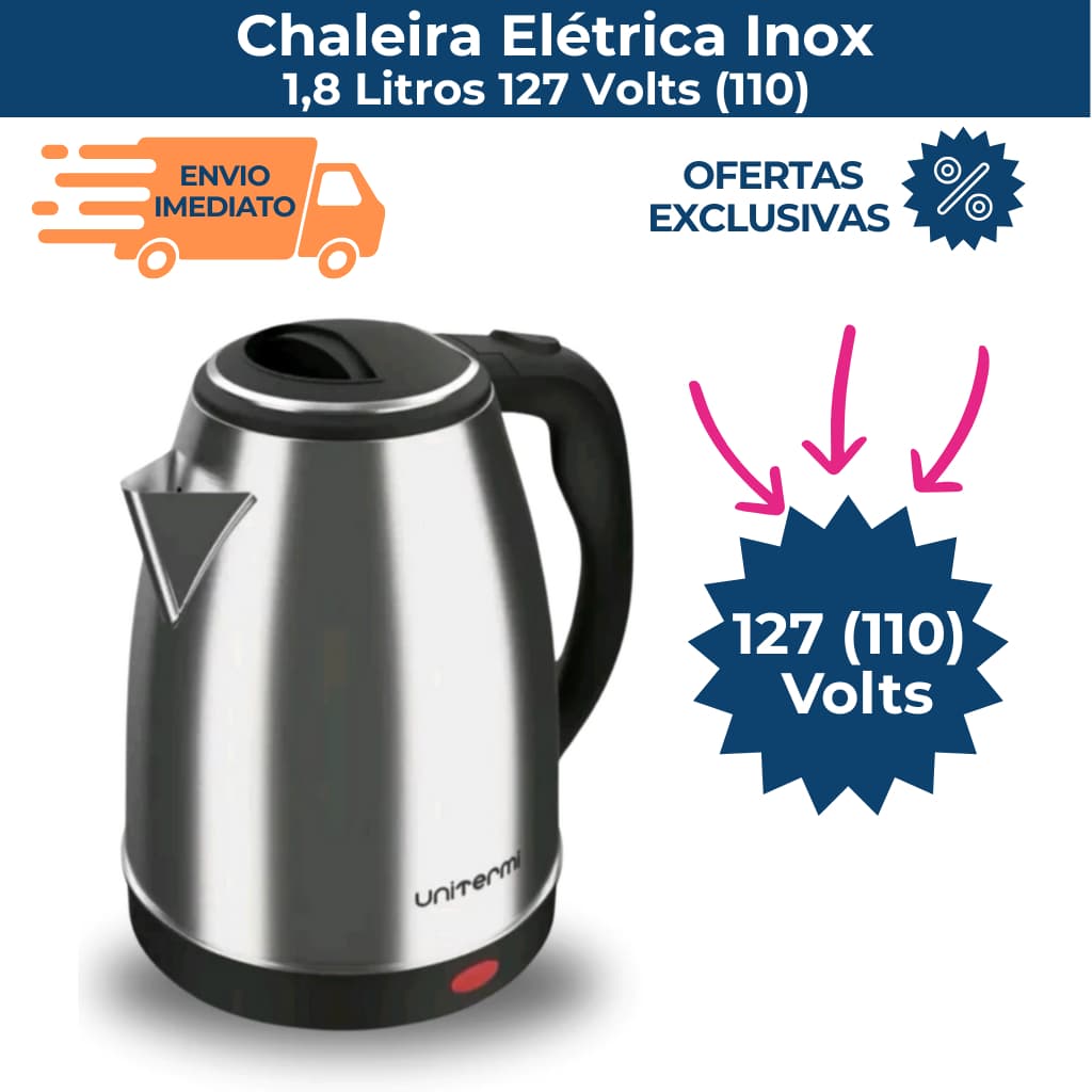 Chaleira Elétrica Térmica Unitermi Inox 1.8 Litros Com Tampa