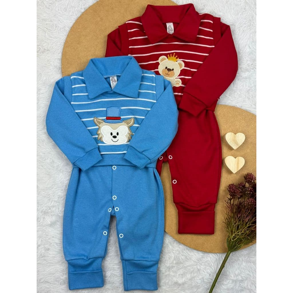 KIT 2 Macacão com Colete MASCULINO Bebê Recem nascido