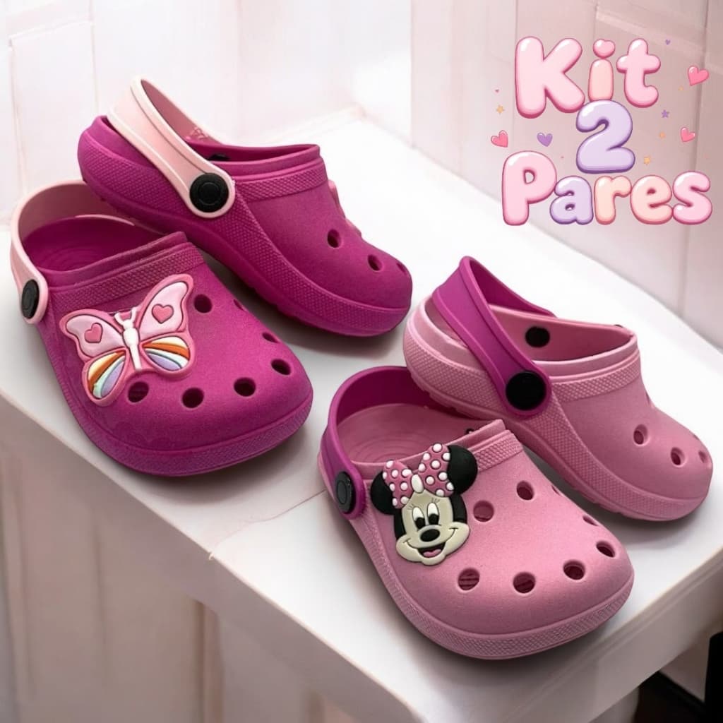 Kit 2 Pares Sandália Infantil Para Menina Leve Confortável Antiderrapante Perfeito Para o Dia a Dia