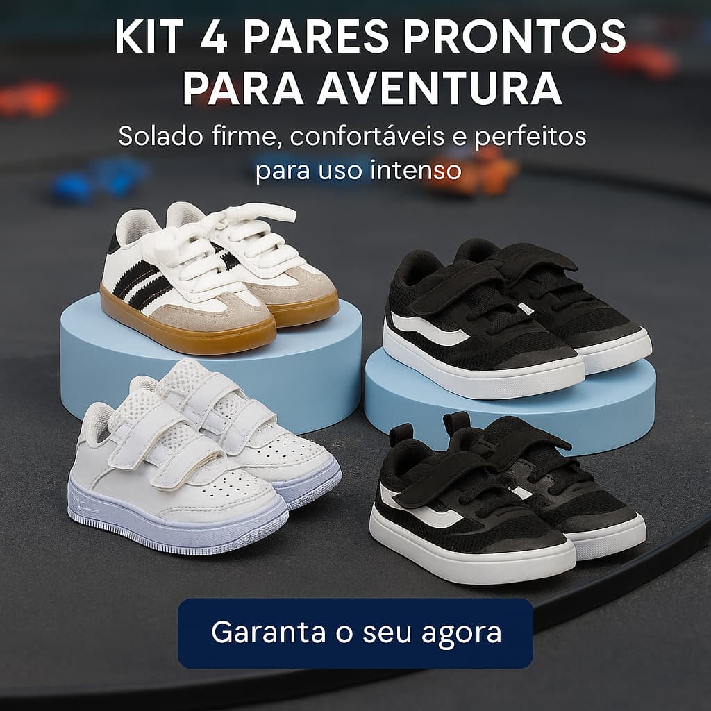 Combo 4 Tênis Esportivos Menino - Leves, Confortáveis e Perfeitos Para Uso Intenso - GARANTA JÁ!