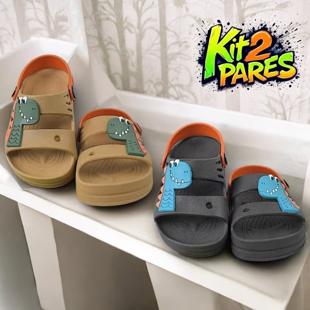 Sandália Papete Dinossauro Infantil Menino Leve Antiderrapante