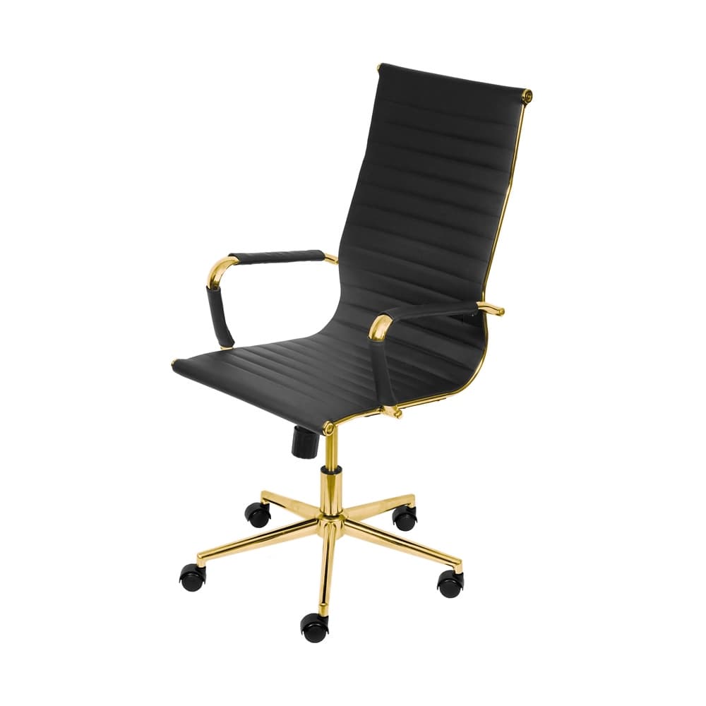 Cadeira De Escritório Eames Alta | Dourado Brilho