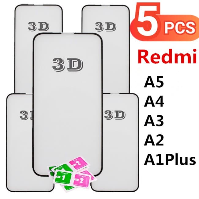 Kit 5Pcs Película De Vidro Temperado 3D Para Xiaomi Redmi A5 A4 A3 A2 A1 Plus A3 Pro