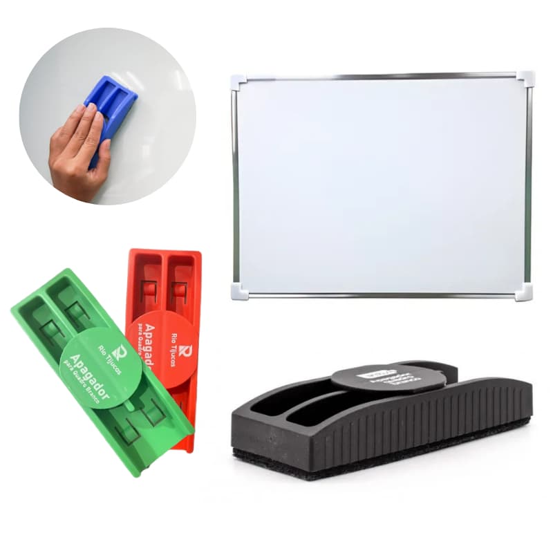 Kit Quadro Lousa Branca 40x30 cm C/ Apagador Suporte Para Caneta