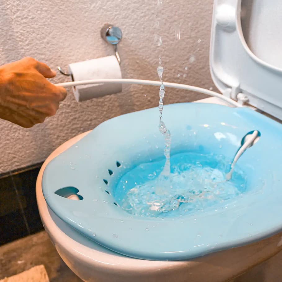 Bacia Para Banho De Assento Retratil Higiene Íntima e Cuidados Perineais Azul Longevitech