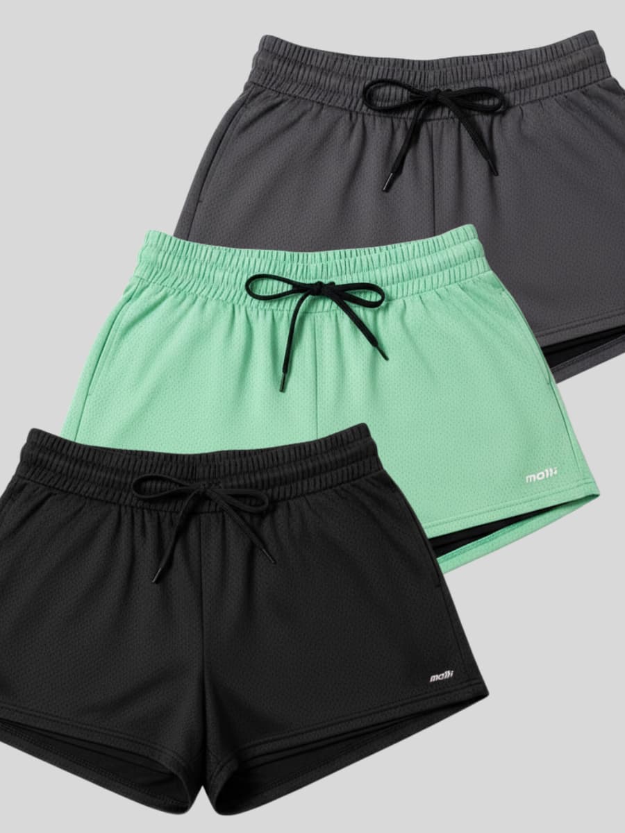 Bermuda Short 2 em 1 Feminino Dryfit Treino Academia Esporte Corrida Casual Bolso