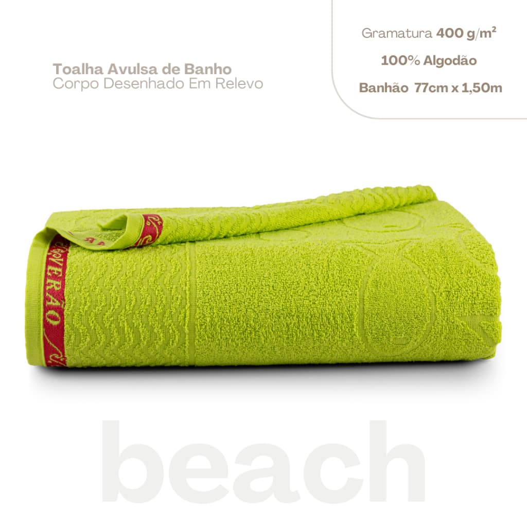 Toalha de Piscina Praia Beach Cores Vibrantes 100% Algodão Cor Verde