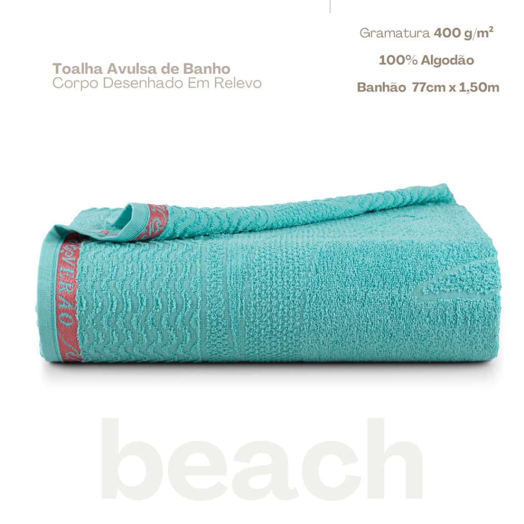 Toalha de Piscina Praia Beach Cores Vibrantes 100% Algodão Cor Azul