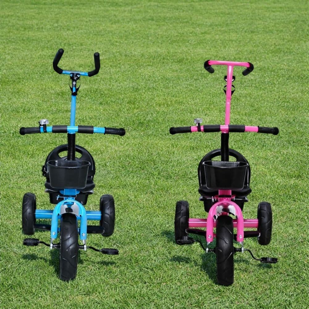 Triciclo Infantil Rosa e Azul Com Guiador Apoiador Cestinha e Sininho de Pedal