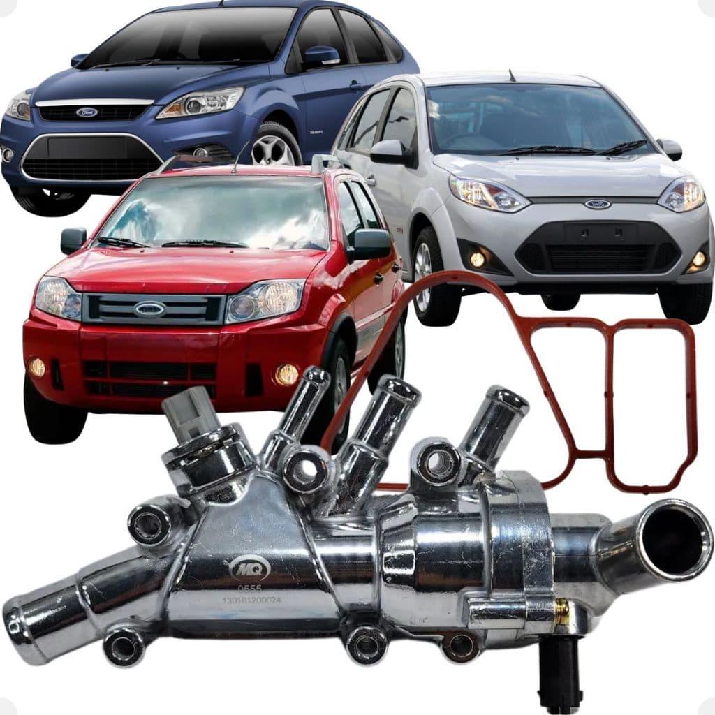 Conjunto de Carcaça Cavalete Com Tampa e Válvula Termostática Completa Fiesta Ecosport 1.0 1.6 Flex.