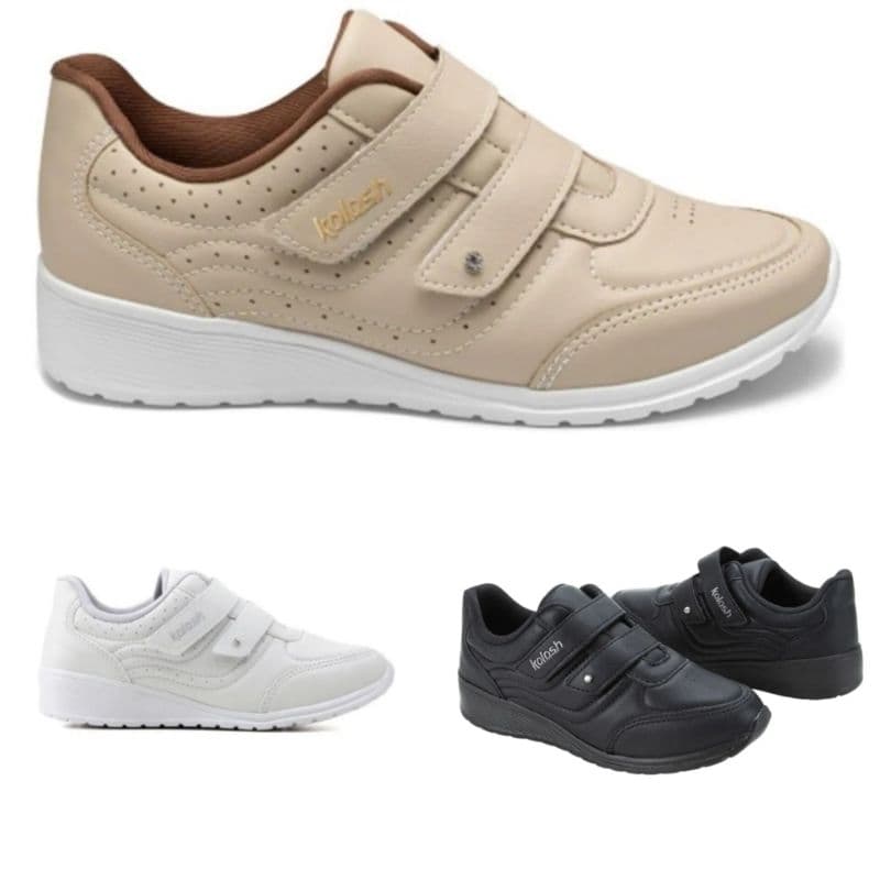Tênis Anabela Sneaker Kolosh Plataforma Calce Fácil Velcro C2282