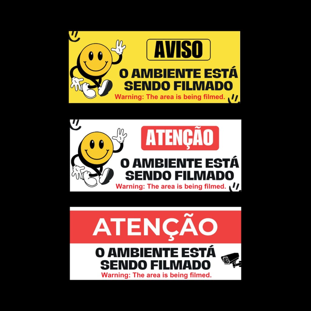 ADESIVO ATENÇÃO AMBIENTE FILMADO CARRO PORTA APLICATIVO