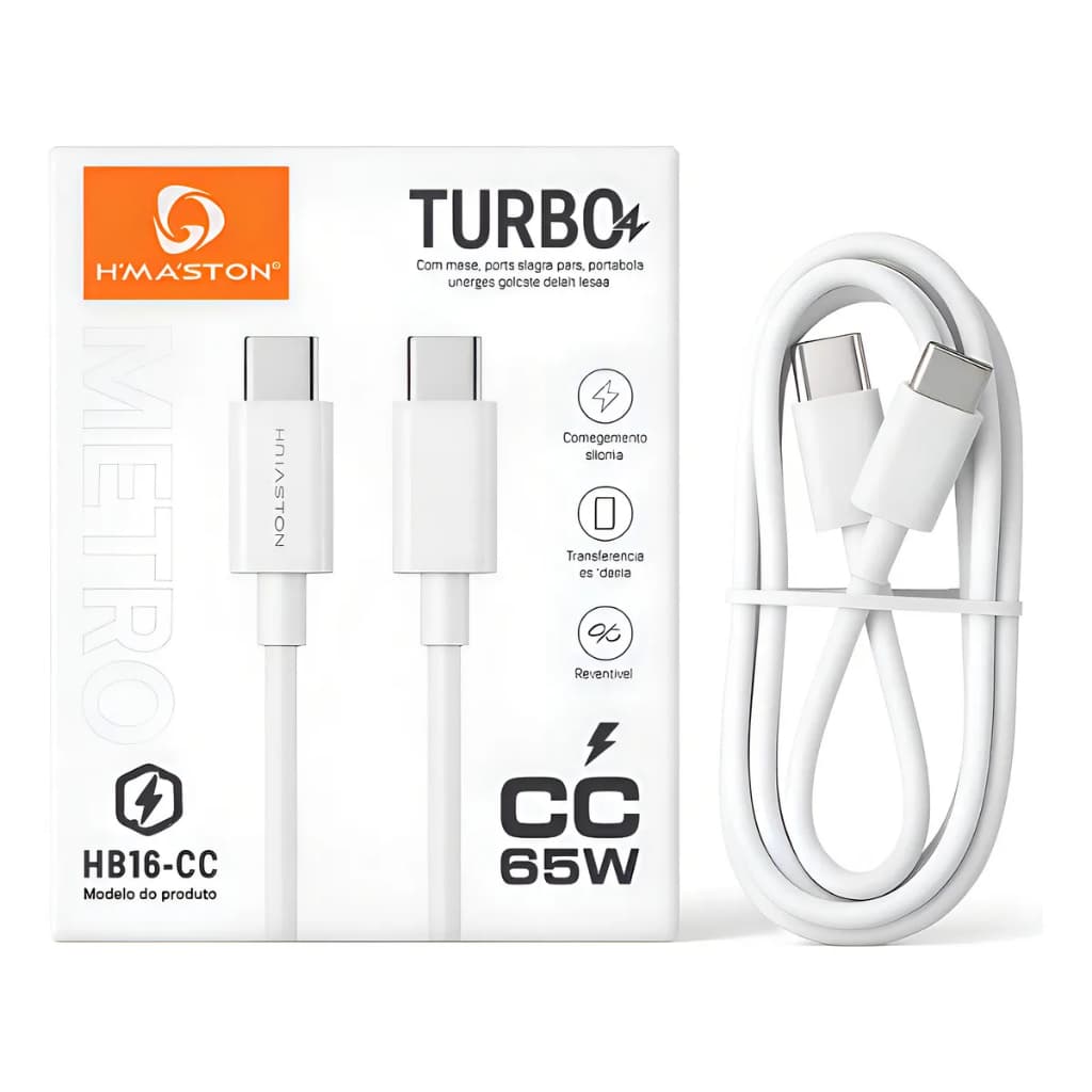 Cabo H'maston Usb Tipo C Branco Cabo H'maston Usb C A Tipo C Hb16-cc 1m Branco Cabo H