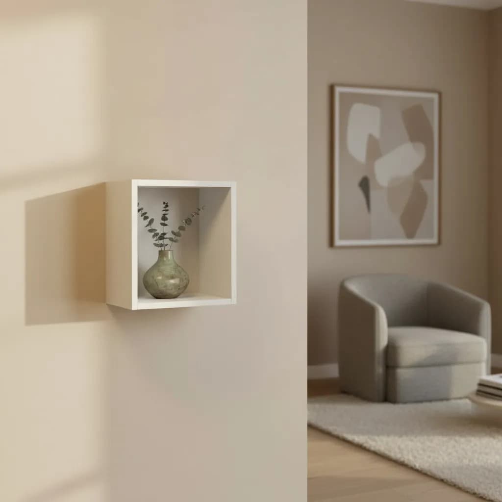 Nicho MDF 25x25cm Branco Sala Quarto Bebê Escritório Cozinha Banheiro Decoração Parede Expositor