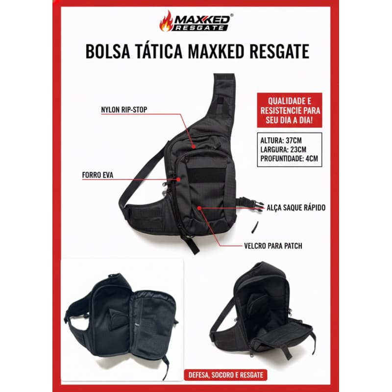 Mochila Tática MaxKed Resgate – Alta Performance e Saque Rápido