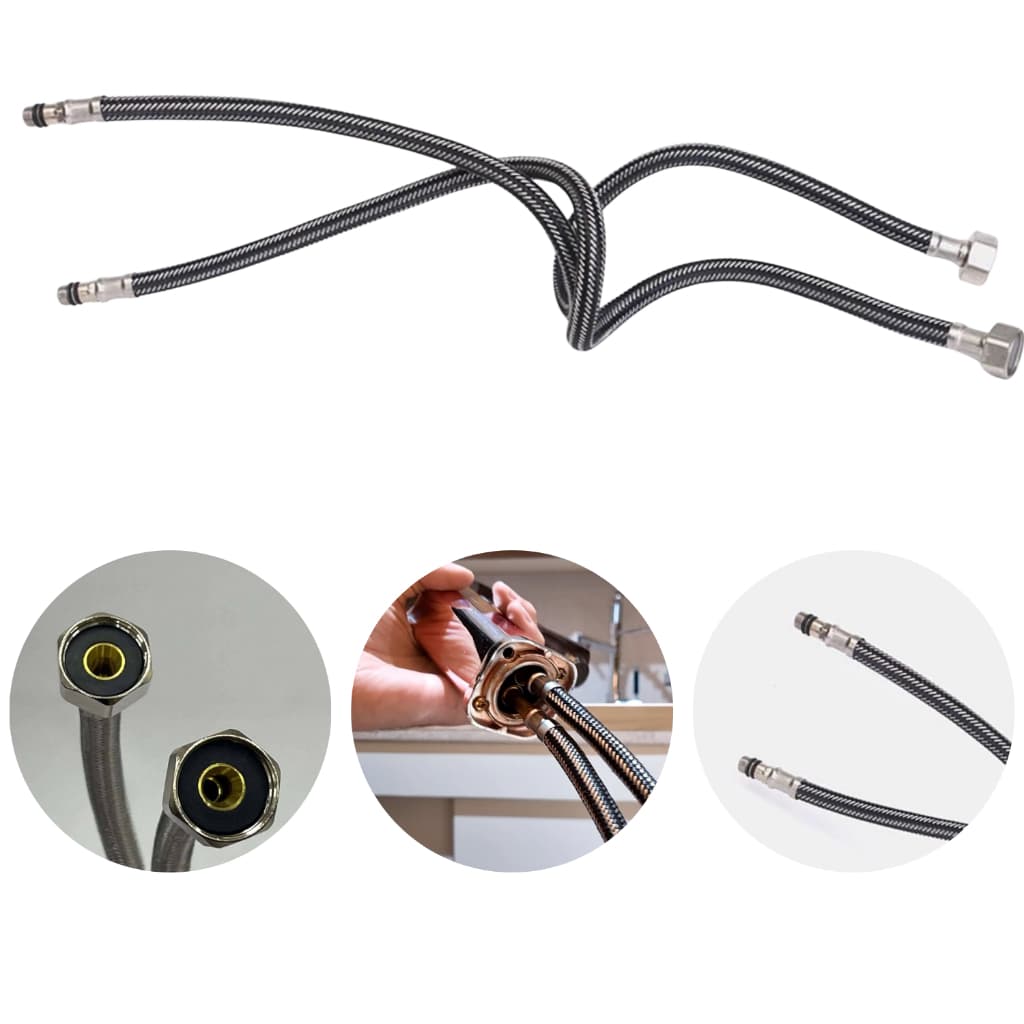 Engate Mangueira Flexível Misturador Monocomando 60cm Par Preto/metálico Fosco