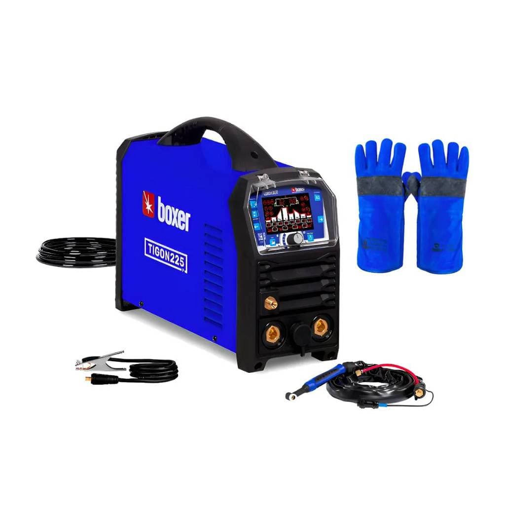Máquina Inversora de Solda 200A 220V TIG Pulsado MMA Tigon 225P Boxer + Luva Para Soldador Boxer