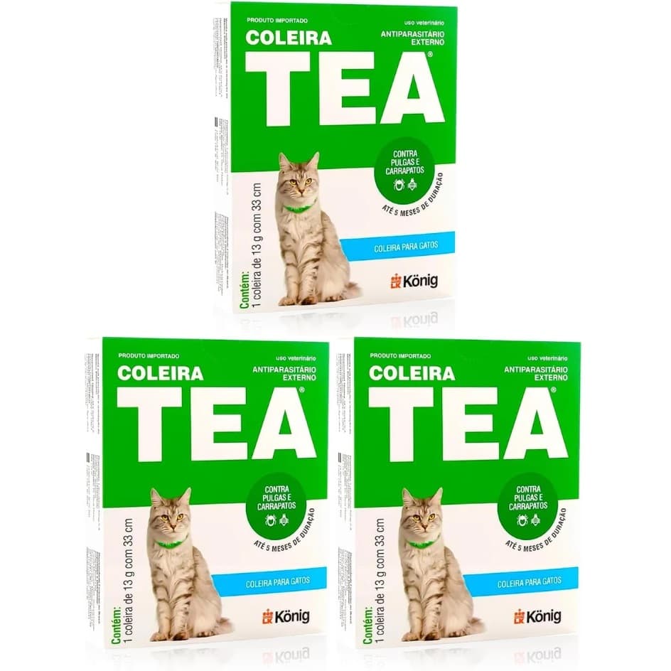 Coleira Tea 327 Antipulgas Para Gatos 13g 33cm Kit 3 Unidades