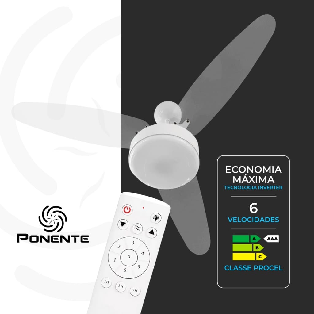 Ventilador de Teto com Controle LED Inverter Cristal Bivolt