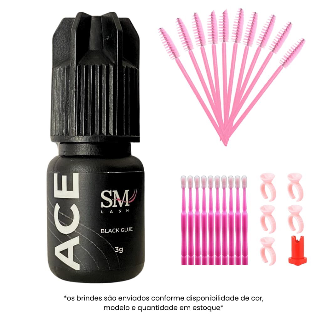 Cola de cílios Adesivo Cola de Cilios para Extensão Profissional SM Lash Ace 3g Cola Para Cílios