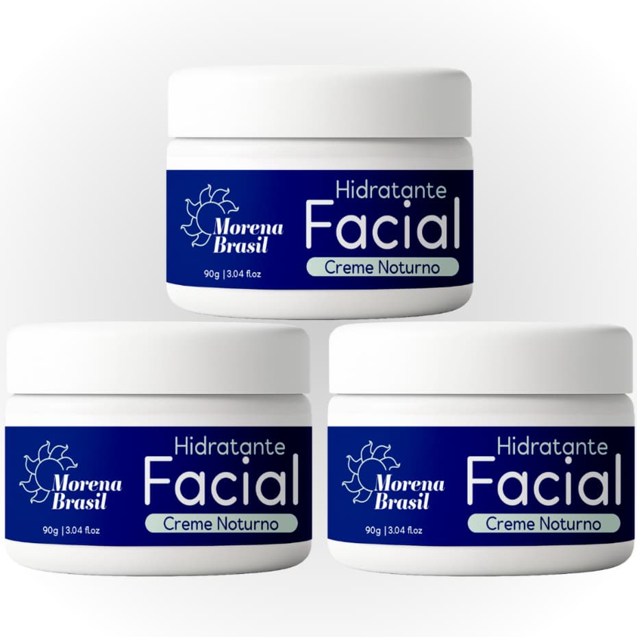 Kit 3X Creme Facial Noturno 5 em 1 Morena Brasil 💙 Hidratação e Renovação Durante a Noite 🌙