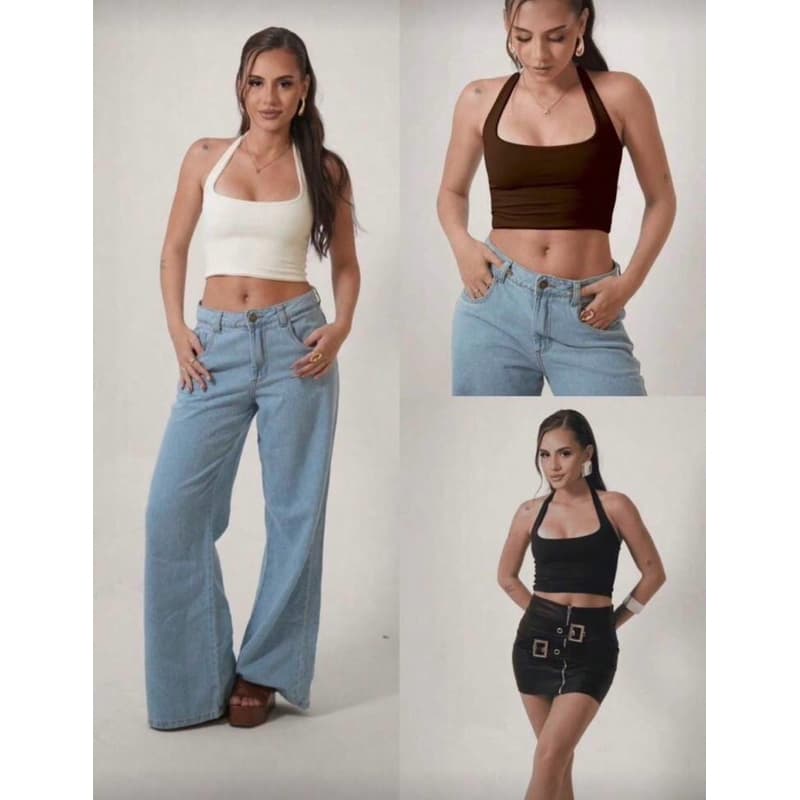 kit 3 cropped Frente Única cropped Fitness Cropped casual Moda Gringa