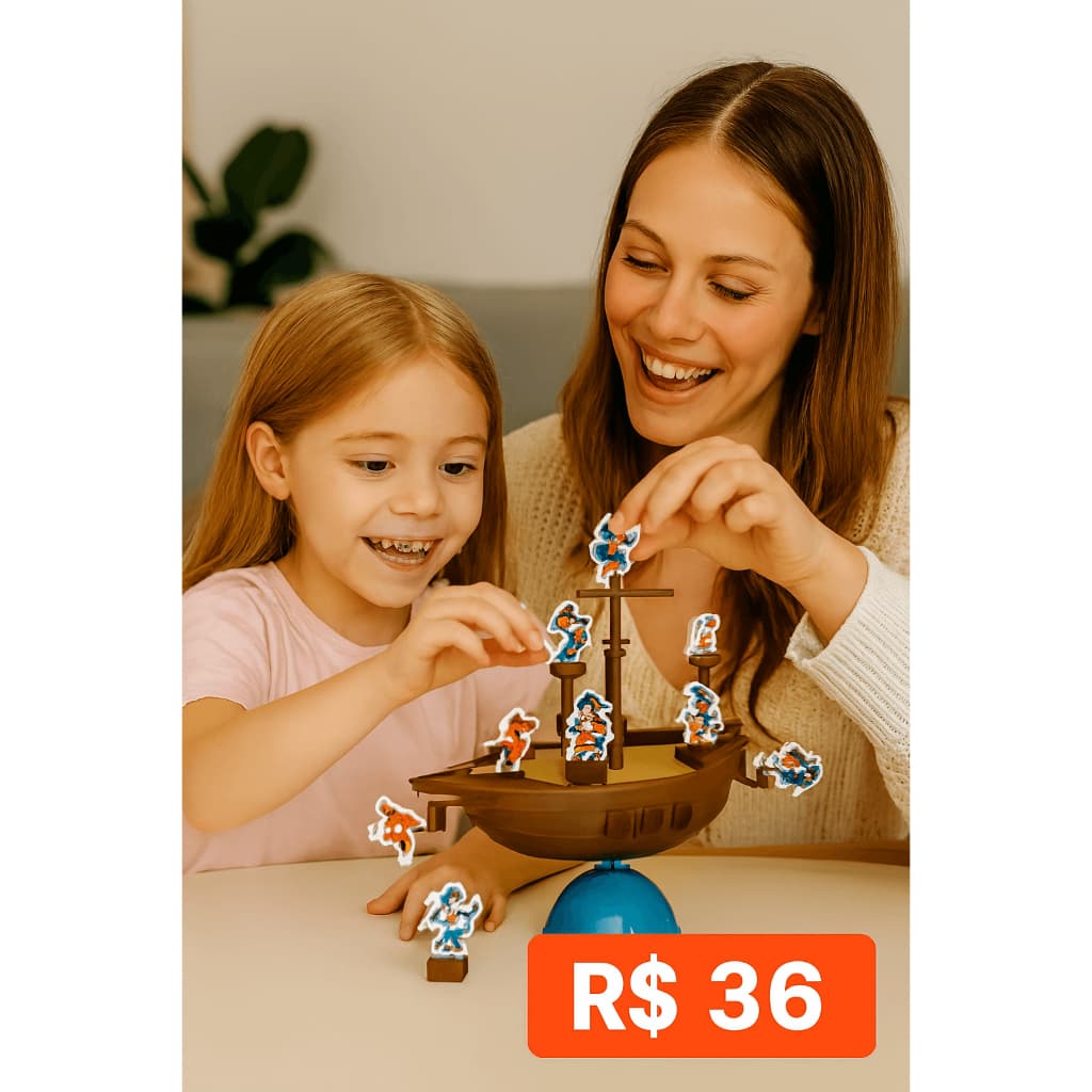 Jogo Navio Dos Piratas Equilibristas 2 a 4 Jogadores Equilíbrio e Coordenação Motora Brinquedo