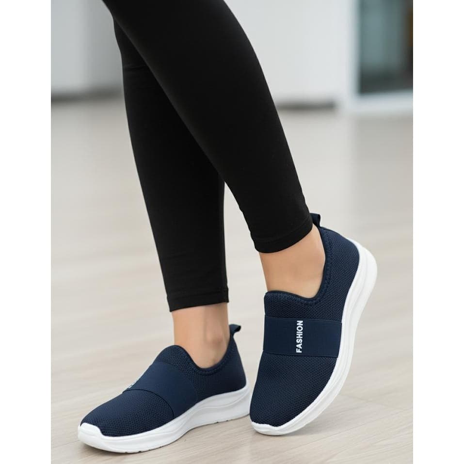 Tênis Fashion Feminino Confortável Leve Calce Fácil Azul Marinho