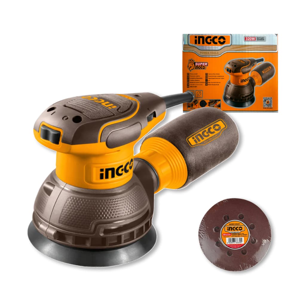 Lixadeira Rotativa Ingco 320W Elétrica p Madeira Pintura Acabamento Lixamento Profissional URS32169