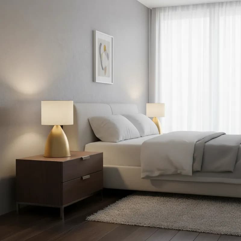 Kit 2 Abajur luminaria de Mesa Bojudo dourado com Cúpula algodão casa sala canto de sala quarto e cabeceira cama