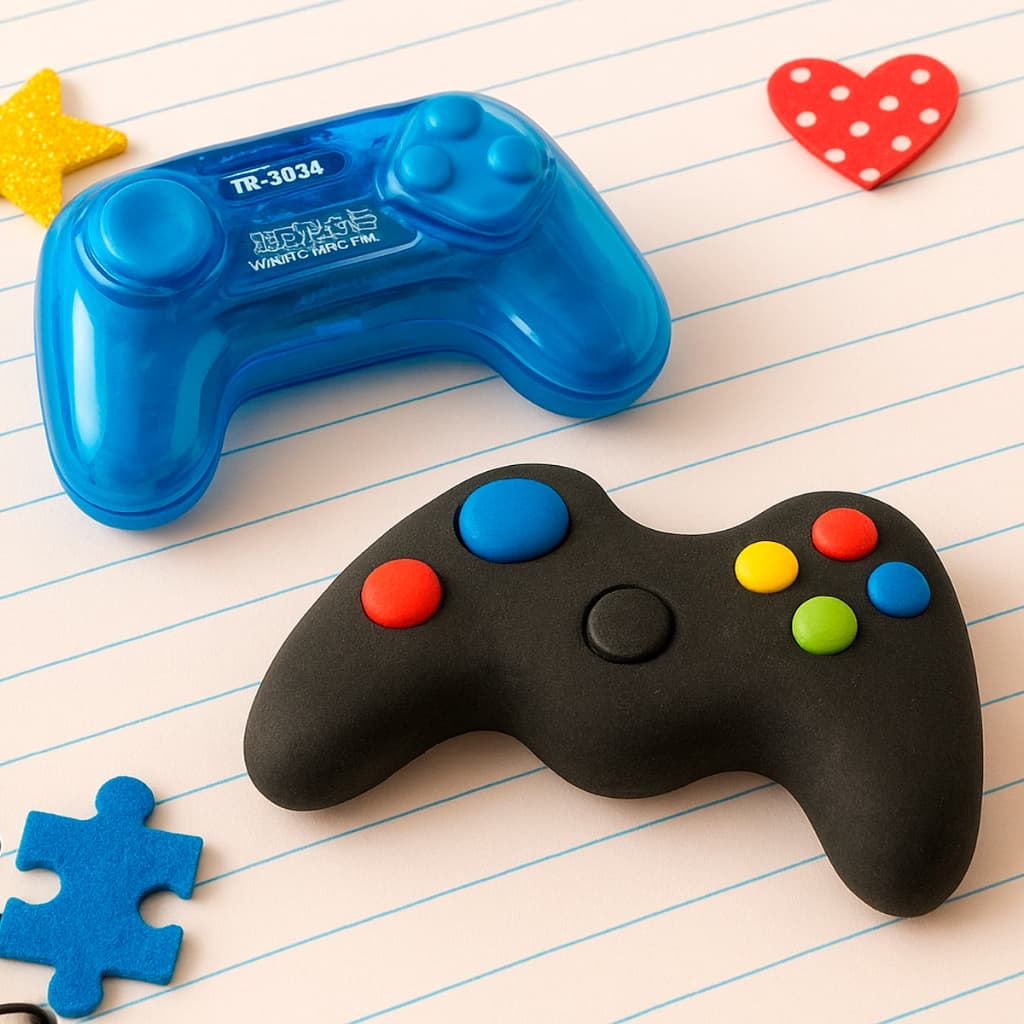 Kit Escolar Apontador + Borracha Infantil Controle Videogame