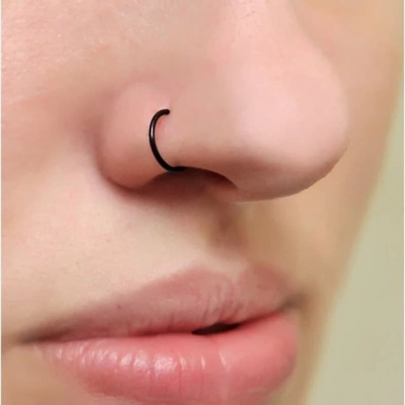 Piercing de Nariz Argolinha Preta Silicone Flexíveis Argola 1 unidade