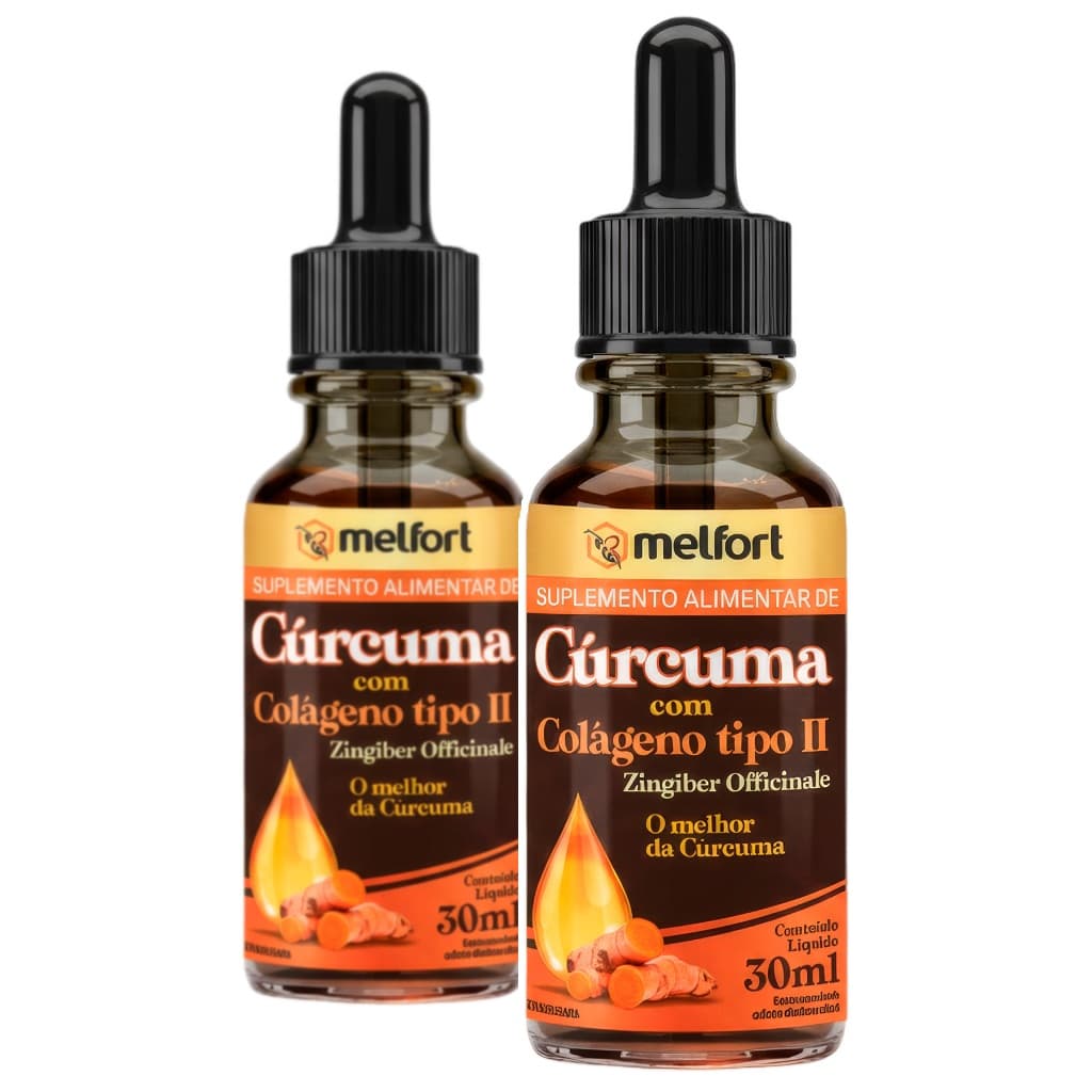 2x Curcuma c/ Colageno Tipo 2 30ml Suplemento com Curcumina Produto Líquido Sem Glúten