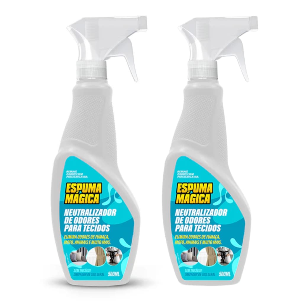 Kit C/ 2 Espuma Mágica Neutralizador de Odores P/ Tecidos 500ML - Fragrância  Suave