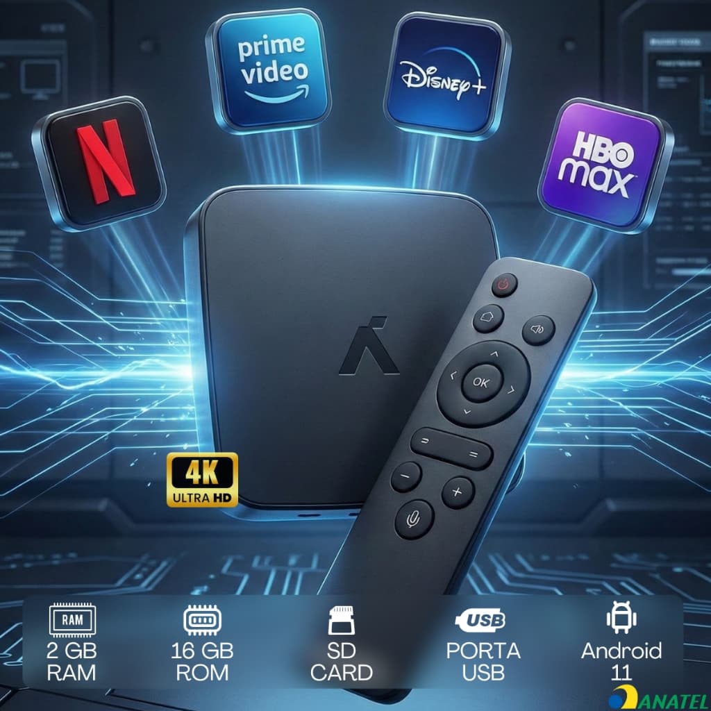 Tv Box Aquário Plus 4k Stv-3000 Plus Stv-3000 4k Padrão 4k 16gb Preto Com 2gb De Memória Ram