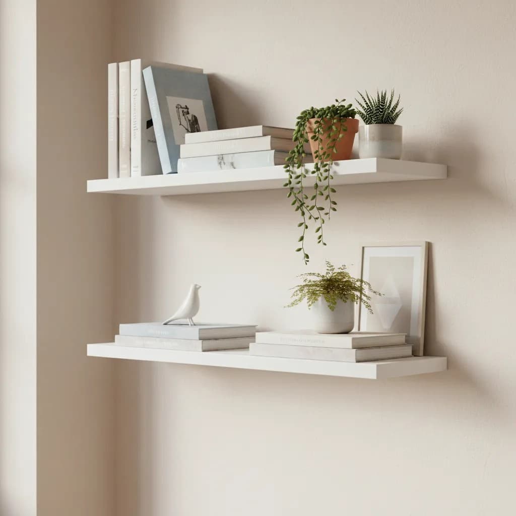 Kit 2 Prateleira 50x10 BRANCO MDF  Nichos Sala Quarto Cozinha Banheiro Organizador Minimalista Livro