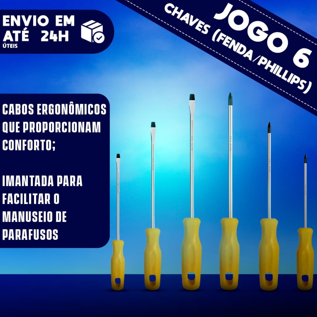 Jogo Chave de Fenda e Philips Kit com 6 peças