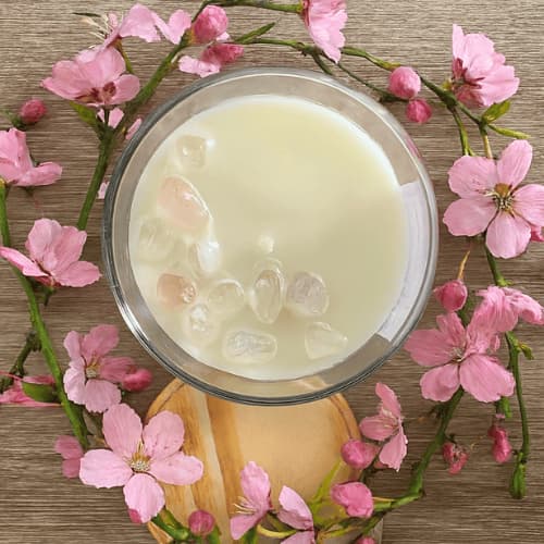 Vela Aromática Perfumada com Cristais Naturais Cheirosa 100g | Envio Imediato | Quartzo Rosa | Ametista