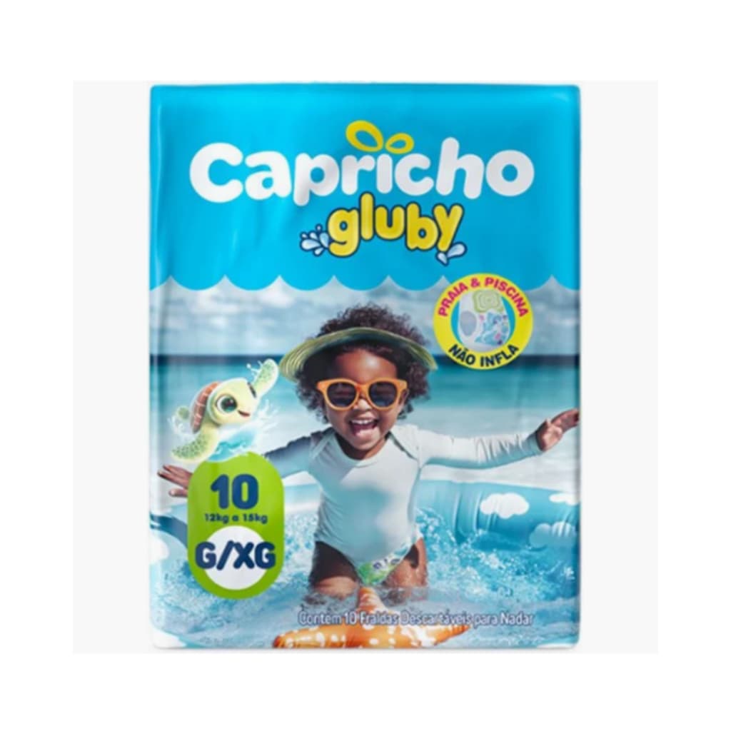 Fralda Infantil Capricho Gluby Praia e Piscina Tamanho G/XG (12kg a 15kg) - Não Incha na Água