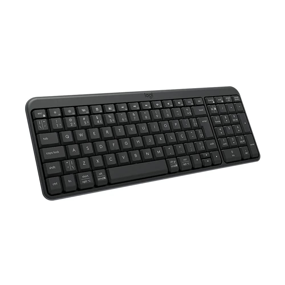Teclado Logitech K250 sem fio Bluetooth Compacto com Teclado Numérico Layout ABNT2 Grafite