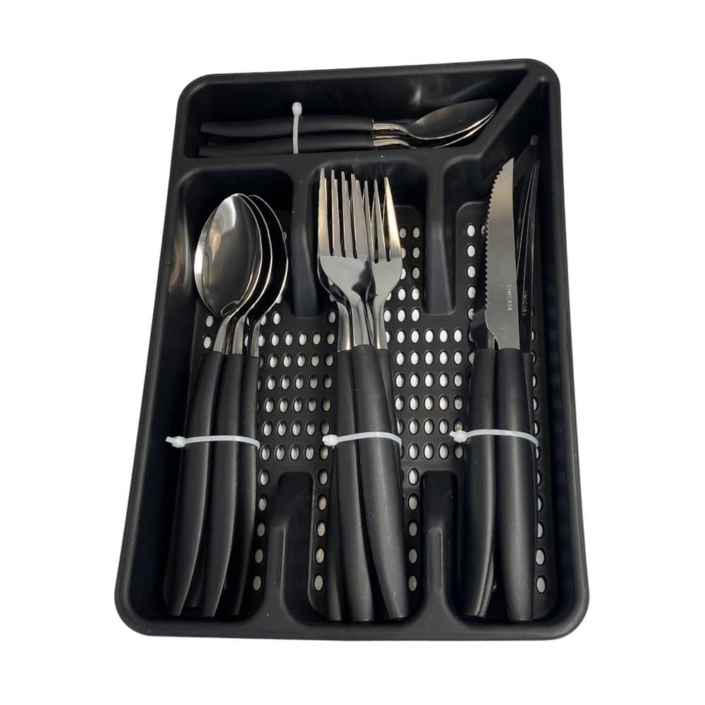 Jogo De Talheres Faqueiro Inox Com Porta Gaveta - 17 ou 25 Peças - Preto, Branco ou Vermelho