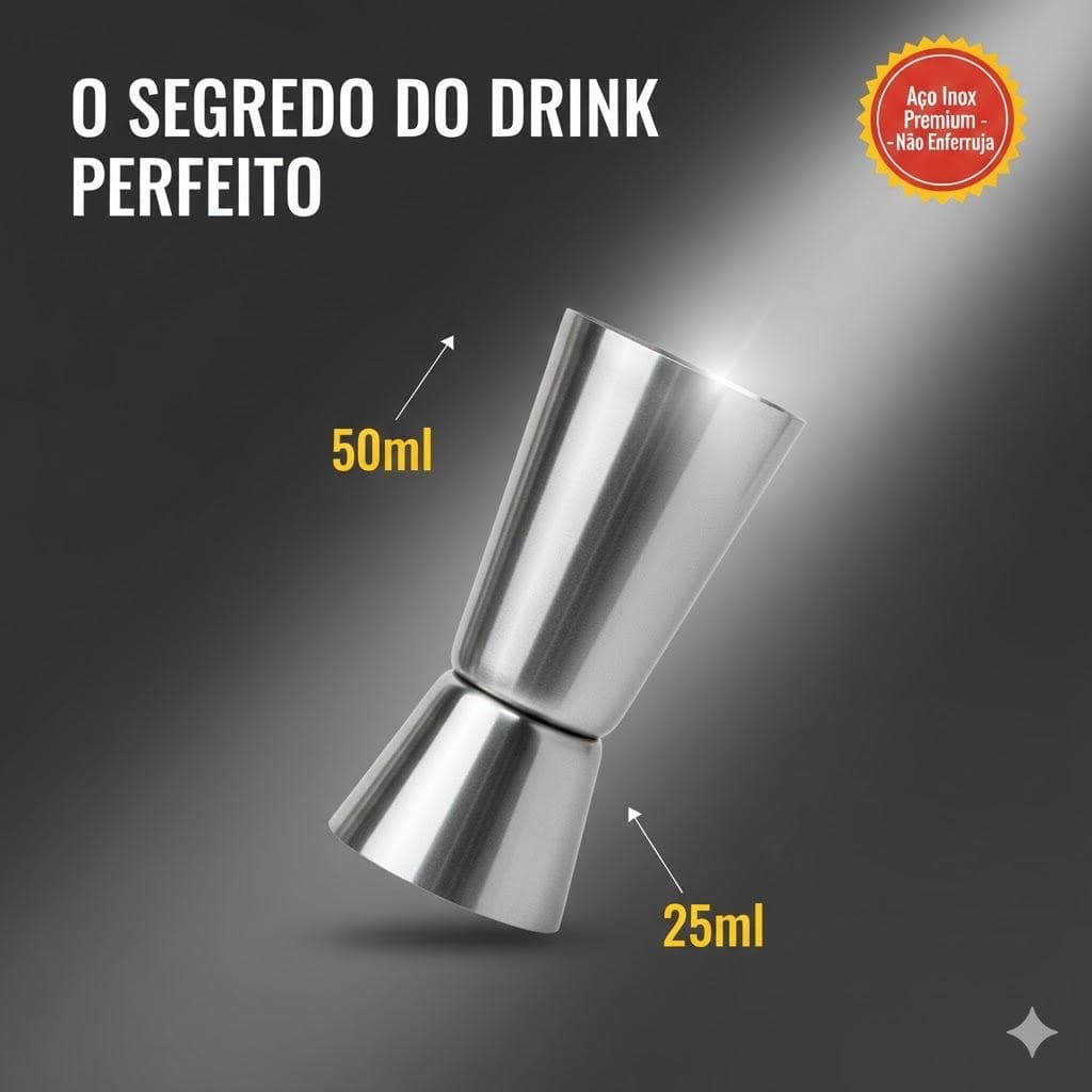 Dosador de Inox Duplo Americano Elegante 25 x 50ml