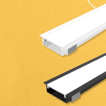 Perfil Led Embutir 46x12mm Alumínio 2m Para Sanca E Gesso Branco ou Preto Iluminação Moderna