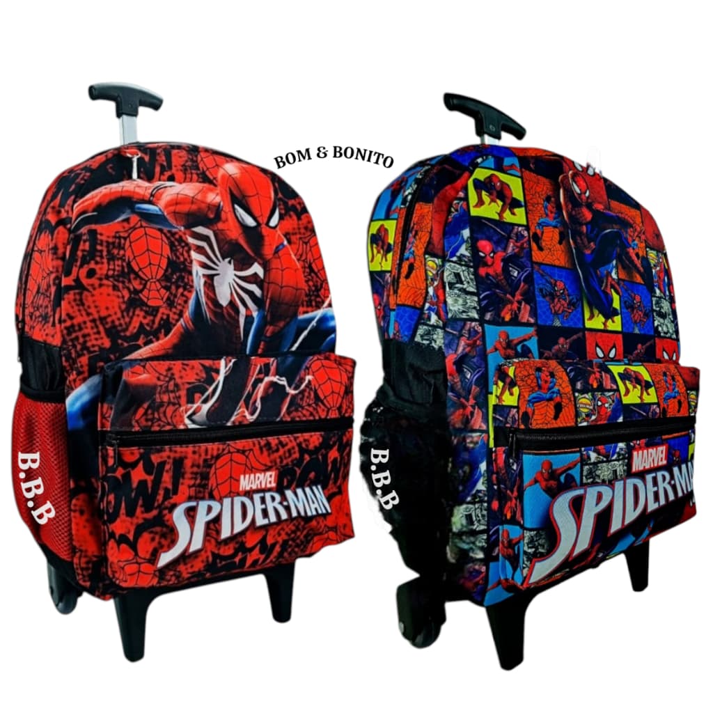 🎒 Mochila Escolar Juvenil homem aranha com Rodinhas - Grande