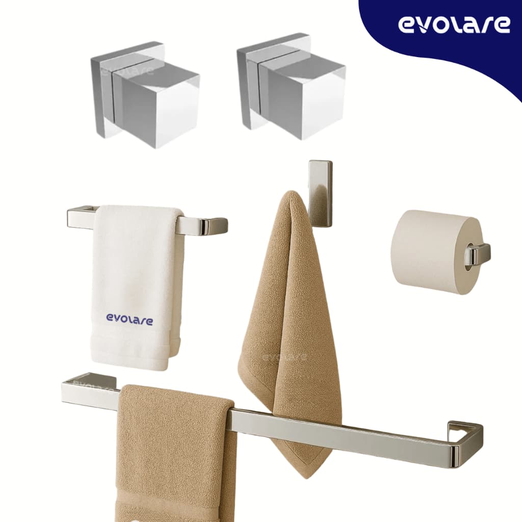 Kit de Acessórios para Banheiro e Acabamento Duplo para Chuveiro Pressão Base Deca Quadrado Cromado